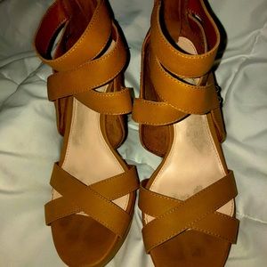 Tan wedge sandals